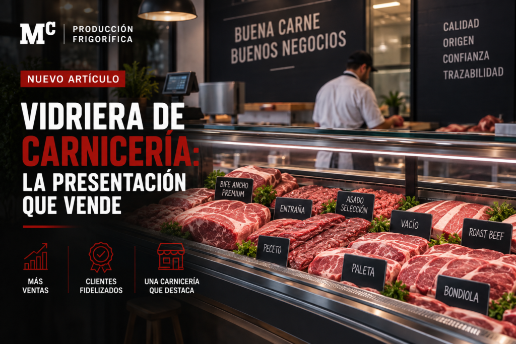 Vidriera de carnicería bien presentada con cortes y embutidos a la vista