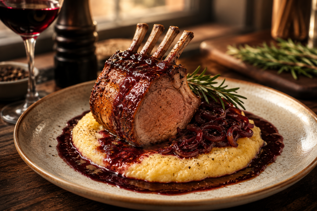 🍷 Carré de Cerdo Braseado al Vino Tinto con Polenta Cremosa — carre-de-cerdo-braseado-al-vino-tinto-con-polenta-cremosa